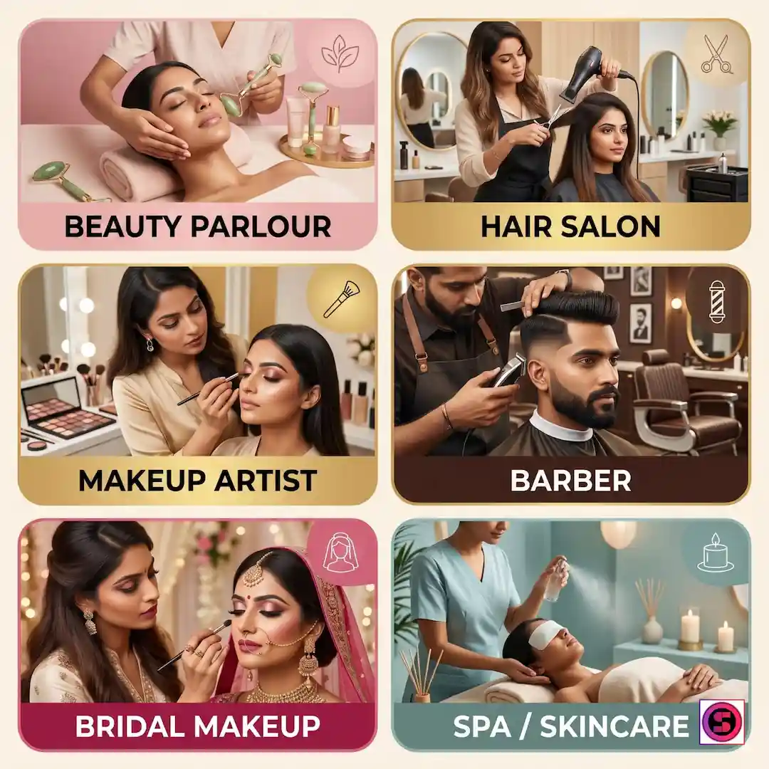 Beauty parlours, salons, makeup artists, spa centers